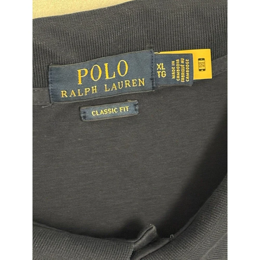 Polo Ralph Lauren Mens Polo Shirt XL Navy Blue Short Sleeve Classic Fit QR Tag
